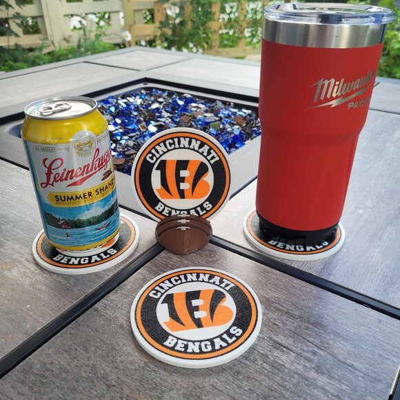 Cincinnati Bengals Coasters Set - 3D Printed - (Set of 4) - Picture 2 of 4